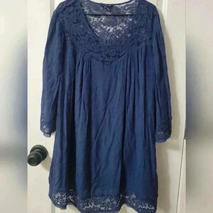 Zac & Rachel Navy Loose Gauzy Long Sleeve Dress Sz 2X women’s